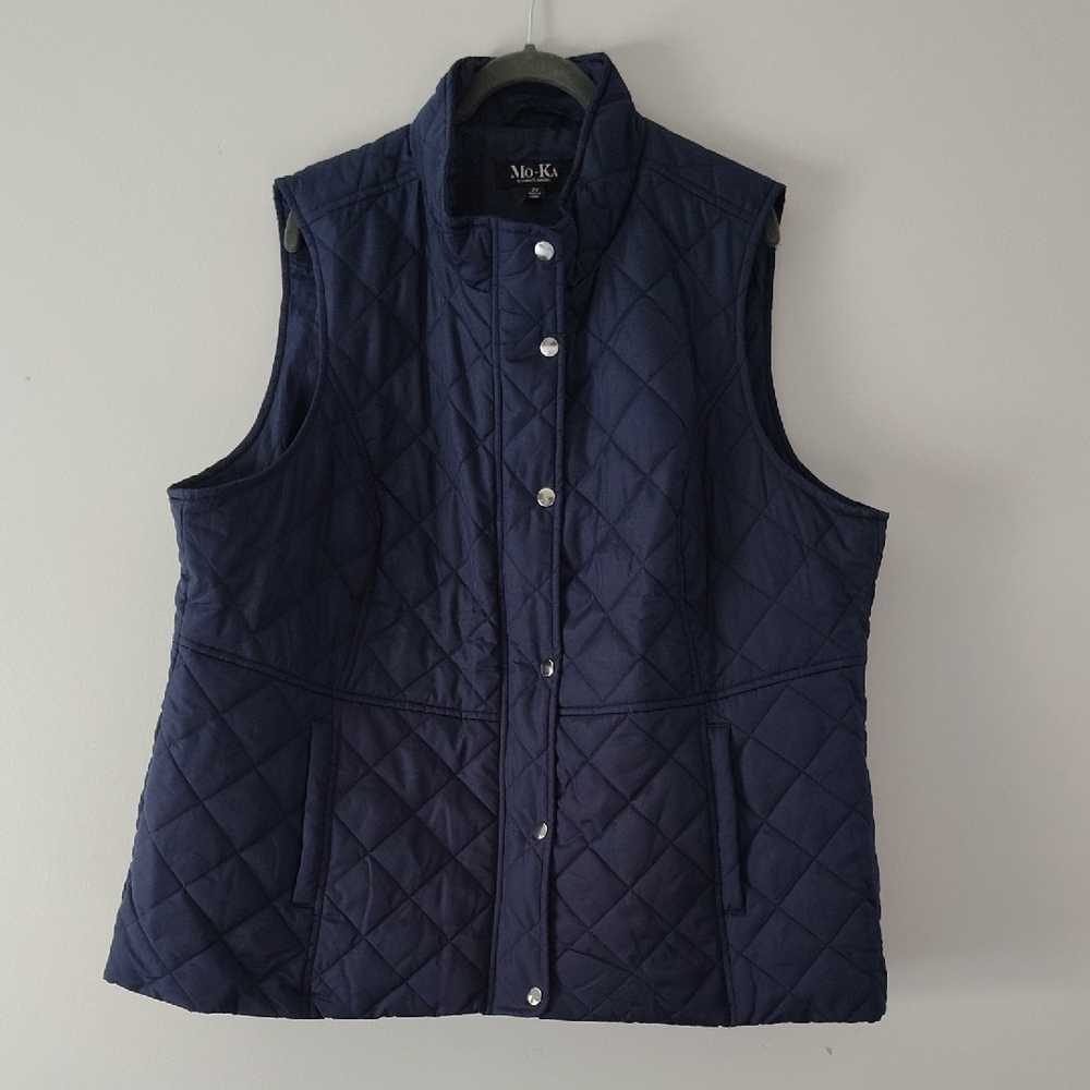 Mo-Ka by Santa Fe Apparel Quilted Puffer Vest Size 2X Winter Outdoor Skiing Navy
